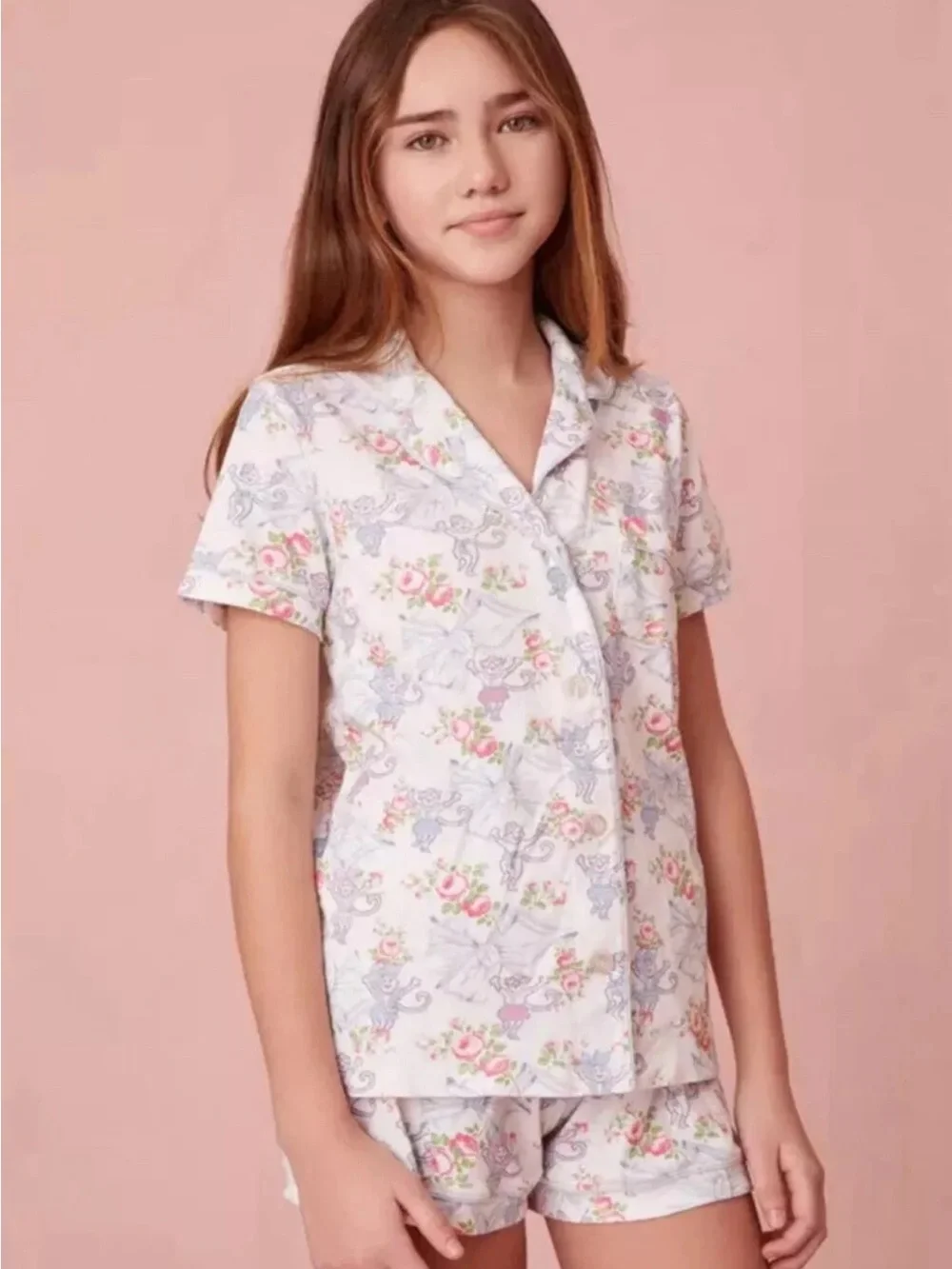 LoveShackFancy x Roller Rabbit Rosa Beaux Monkey Polo Pajama Set Size Small